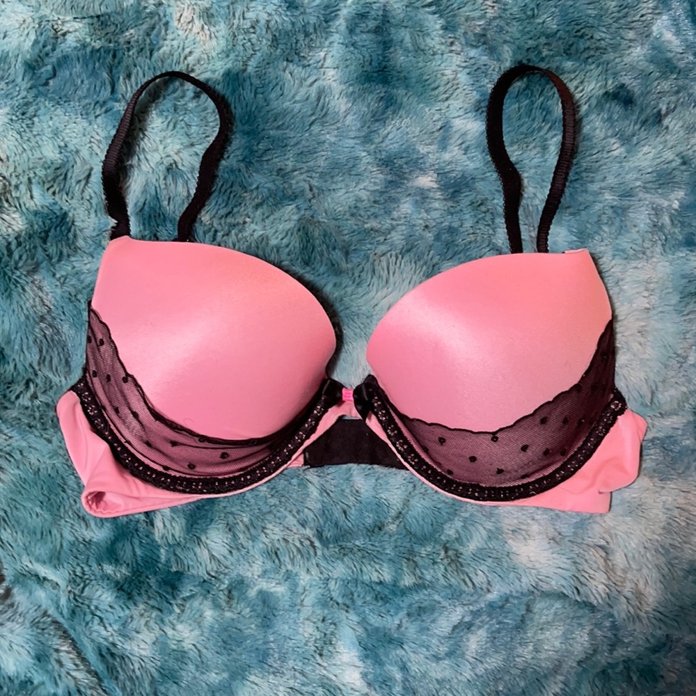 Victoria Secret Pink and Black Push Up Bra